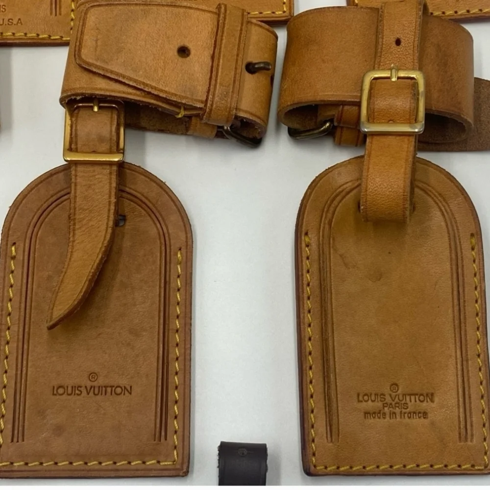 Lots Of Louis Vuitton Tan Leather Luggage Tags with Poignants 20 pcs Total OBO